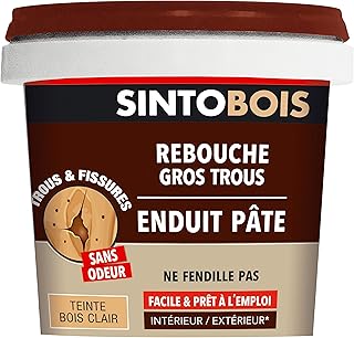 SINTO - Rebouche gros trous et fissures - Rebouche bois - Excellente adhérence - Sans Odeur - Facile et Prêt-à-l