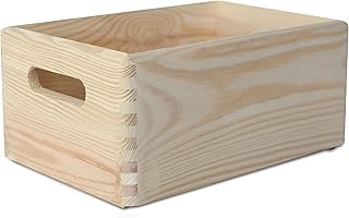 Creative Deco Lot de 2 Caisse Bois Rangement | 30 x 20 x 14 cm (+/- 1cm) | Boîte de Rangement Bois avec Poignées | Boite Rangement Cuisine | Caisse de Rangement Bureau