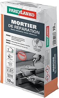 PAREXLANKO Mortier de réparation fibré multiusages, Gris, 10Kg