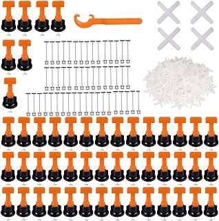Système de Nivellement des Carreaux Réutilisable, 50Pcs Niveleur de Carreaux avec 1 Clé Spéciale, 100Pcs Croix pour Carrelage, 50Pcs Aiguilles en Acier, Niveleurs de Tuiles, pour Poser Carreaux, 1,5mm