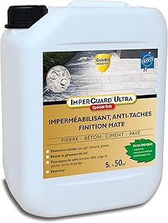 Guard Industrie ImperGuard Ultra Protection Sol Mat - Imperméabilisant Effet Mat – Sol Poreux-Pierre Béton Dalle Pavé -Incolore- 5L Traite 50m²
