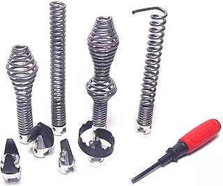 Tarière de Vidange Lot de 7 têtes de coupe combinées pour déboucher les canalisations - 16 mm - En acier - Verrouillage automatique - Pour la maison, la cuisine - Argenté