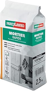 Parexlanko - Mortier Rapide - Gris - Tous types de scellements et petites réparations - Volets, portes, fenêtres - Prise rapide - Prêt à gâcher - 2,5kg
