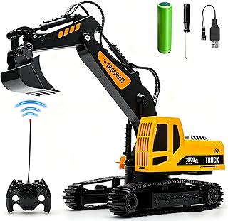 Pelleteuse Télécommandée Enfant Jouet,2,4 GHz Pelleteuse Enfant Excavatrice Télécommandé avec Télécomman-de Gravité,Tractopelle Telecomman-dé avec lumière et Son,Jouet Construction Cadeau Enfan 3+ An