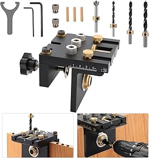 Kit de gabarit 3 en 1 de poche, kit de gabarit de cheville pour le travail du bois avec foret de 6/8/10/15 mm pour trous droits, avec clip de positionnement, guide de perçage réglable, localisateur