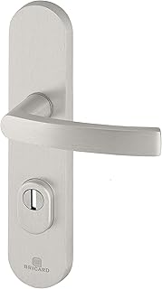 Bricard 9900171 Ensemble de Poignées Blindées sur Plaque Essential Béquille + Béquille pour Porte d’entrée (pour Cylindre Européen), coloris Argent