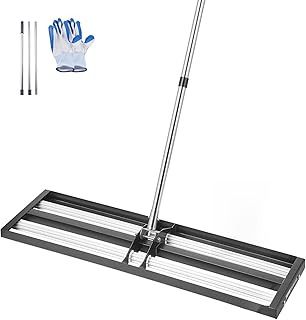 VEVOR Râteau de Nivellement de Pelouse, 914 x 254 x 2290 mm, Niveleur de Gazon, Manche Réglable 2130 mm, Métal Robuste Résistant à la Rouille, Outil de Nivellement pour Cour, Terrain de Golf, Jardin