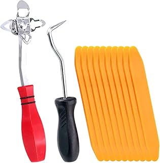 Swpeet Lot de 12 outils de réparation de pare-brise et de verre, y compris 48600 Décalage de la bande de verrouillage de pare-brise et crochets de démontage de tuyau avec embout conique