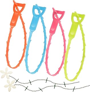 6pcs Drain Hair Remover Kit de bain 4 * serpent de drainage en plastique + 2 * chaîne de nettoyage de drain
