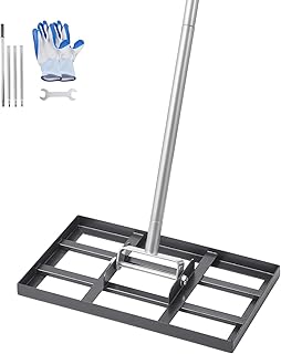 VEVOR Râteau de Nivellement de Pelouse, 431 x 254 x 2140 mm, Niveleur de Gazon, Manche 1980 mm, en Acier au Carbone Résistant à la Rouille, Outil de Nivellement pour Cour, Terrain de Golf, Jardin