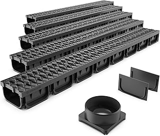 Vodaland EASY 2 Kit de drainage avec caniveau en plastique et grille en plastique - classe de charge A15 (Lot de 5)